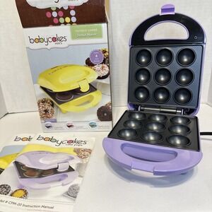 Babycakes Mini Cake Pop Maker Purple CPM-20 Nonstick 9 Capacity with Manual